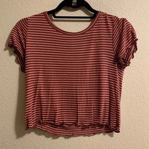 Maroon striped crop top